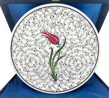 VIP Halic and Flower Garden Iznik Ceramic Plate 30 cm - Çini Evi