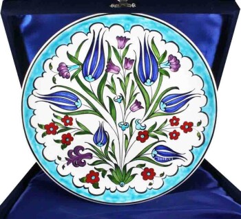 VIP Iznik Ceramic Plate 25 cm with Spring Pattern - Çini Evi