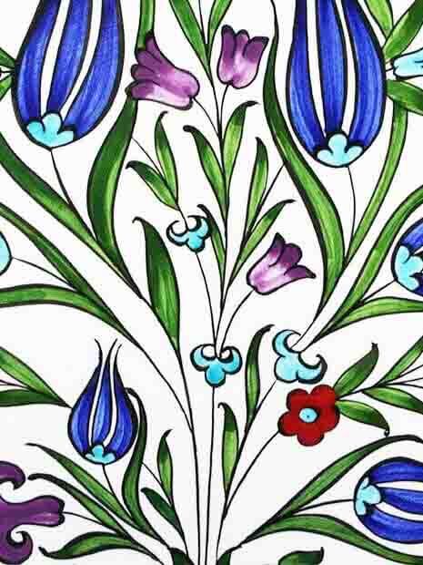 VIP Iznik Ceramic Plate 25 cm with Spring Pattern - 2