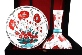VIP Iznik Ceramic Plate and Vase Set - Çini Evi (1)