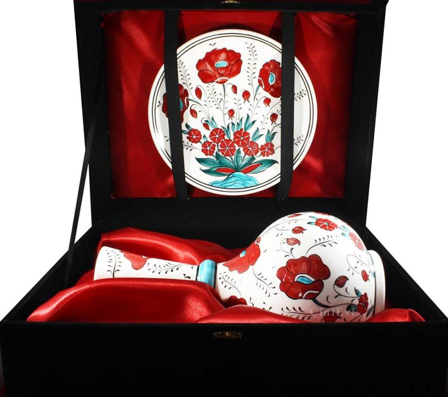 VIP Iznik Ceramic Plate and Vase Set - 5