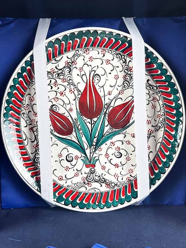 VIP Iznik Ceramic Vase and Plate Set for Foreign Customers - 2