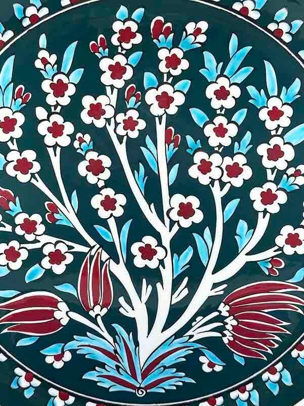 Green Ground Tree of Life Motif Iznik Ceramic Plate 30 cm - 2