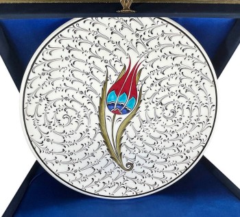 VIP Tulip Handmade Iznik Ceramic Plate - Çini Evi