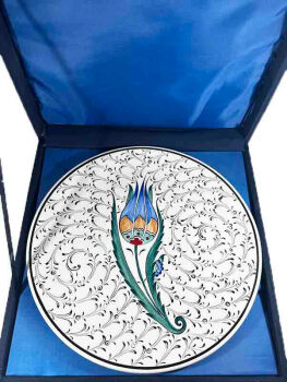 VIP Tulip Pattern Iznik Plate – Elite Gift Selection - 3
