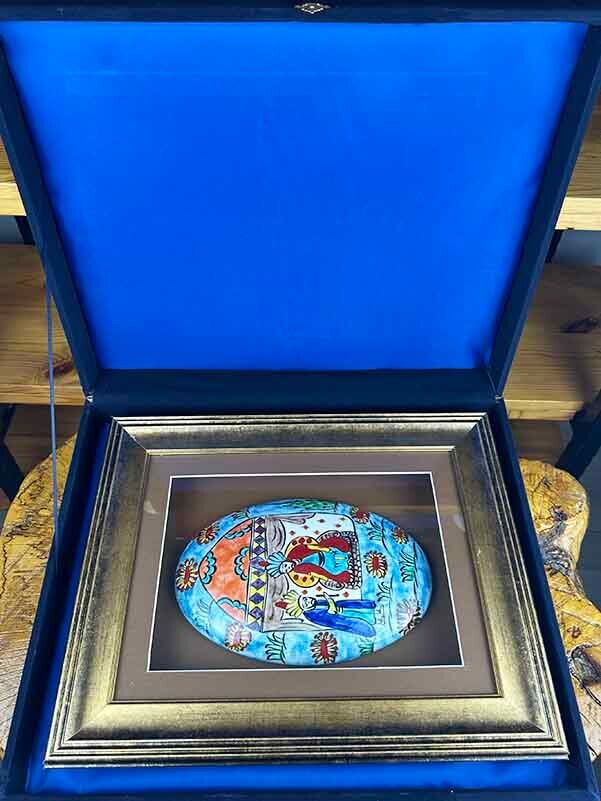 Vor dem Sultan – Handgefertigtes Wandpaneel mit osmanischer Miniatur und Iznik-Fliese - 3