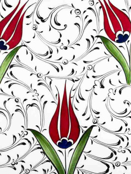 Red Tulips Iznik Ceramic Plate for Wedding Gift - 2