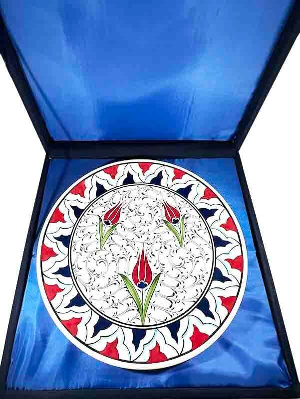 Red Tulips Iznik Ceramic Plate for Wedding Gift - 3