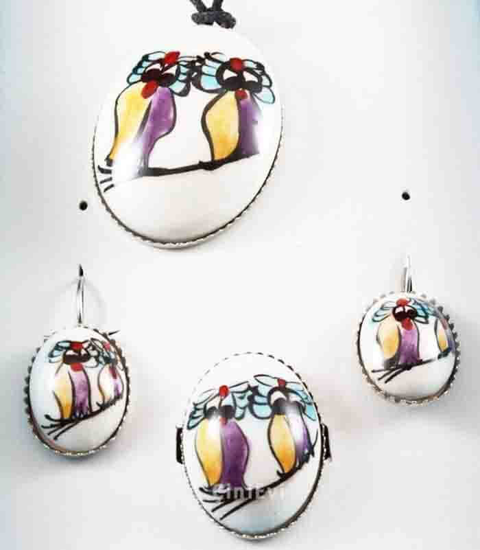 Wise Owls Ceramic Jewelry Set - 2