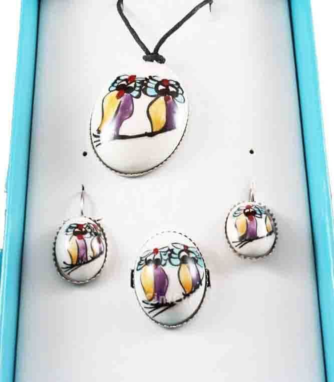 Wise Owls Ceramic Jewelry Set - 1
