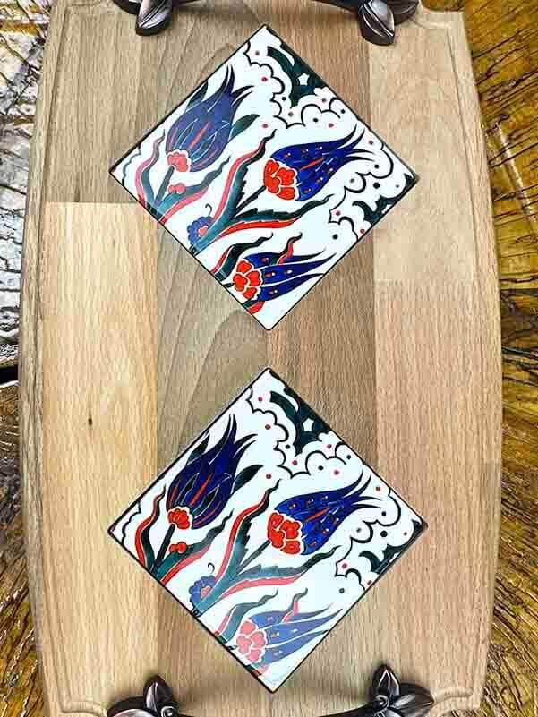 Wooden Tray With Three Tulip Design - 2