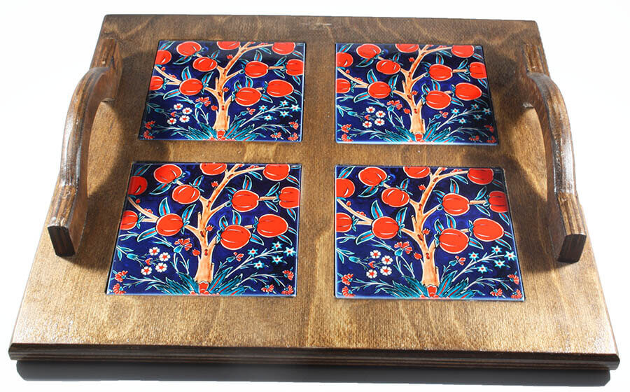 Wooden Tree Patterned Wooden Tray - 1