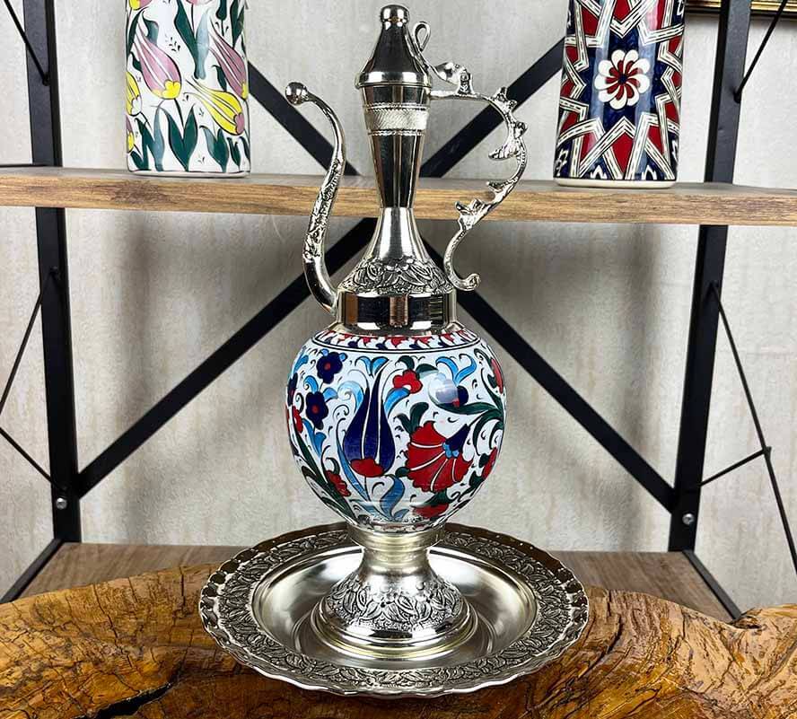 Yabancı Ortağa Hediye Gümüş Kaplama Çinili İbrik Seti - 1
