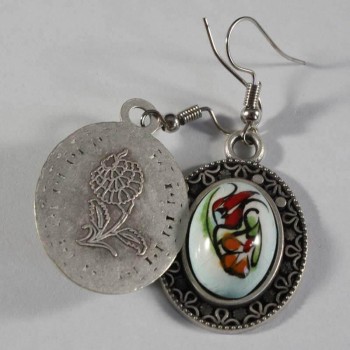 Single Tulip Iznik Earrings - Çini Evi (1)