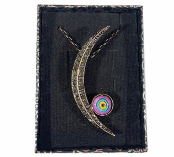 Yarım Ay İznik Çinili Bronz Kolye - Çini Evi (1)