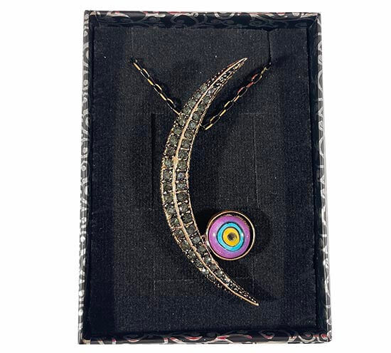 Yarım Ay İznik Çinili Bronz Kolye - 2