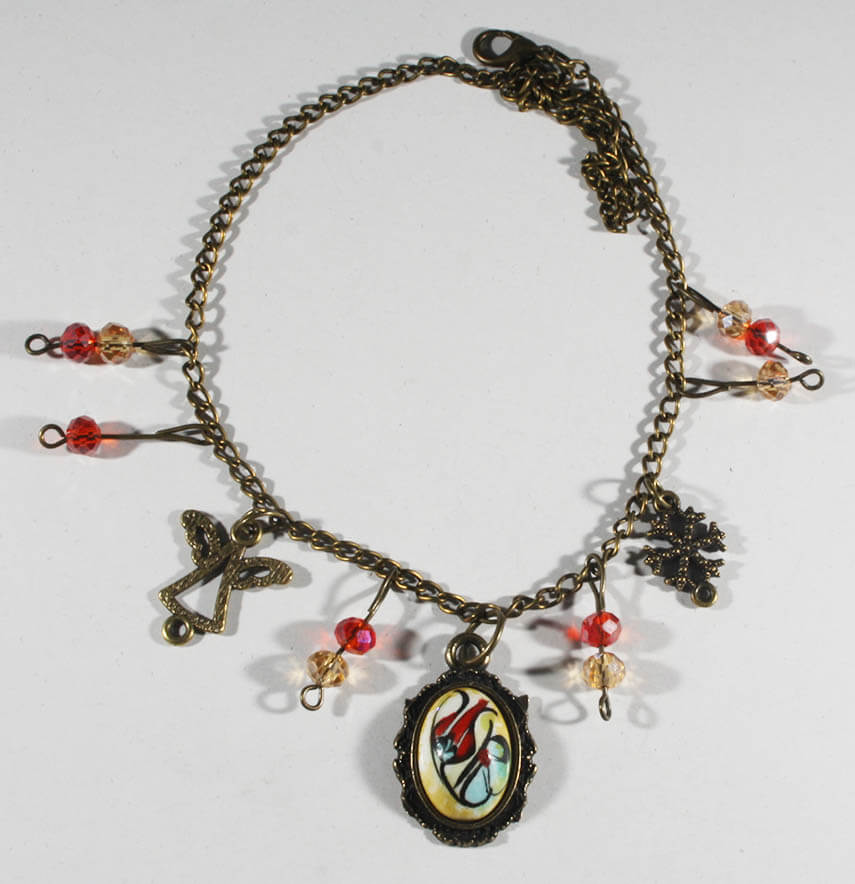 Yellow Background Patterned Handmade Iznik Tile Anklet - 1