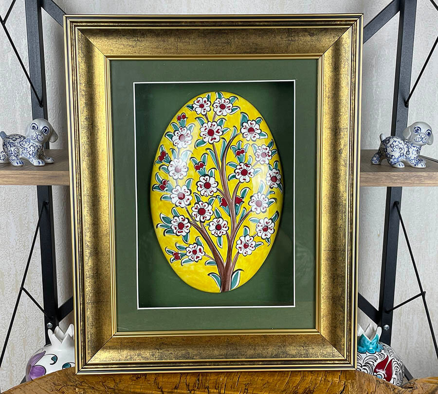 Yellow Background VIP Tree of Life Iznik Ceramic Wall Decor - 1