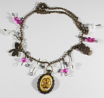 Yellow Clover Patterned Handmade Iznik Tile Anklet - Çini Evi