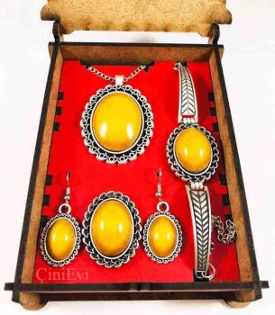 Yellow stone modern jewelry set - Çini Evi