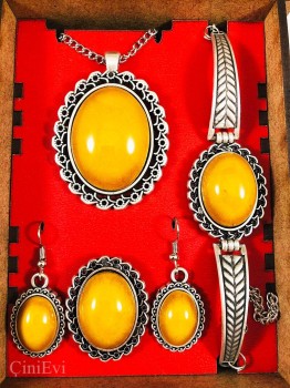 Yellow stone modern jewelry set - 2
