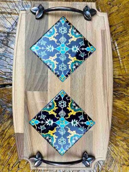 Yeni İş Hediyesi Ahşap Tepsi - Çini Evi (1)