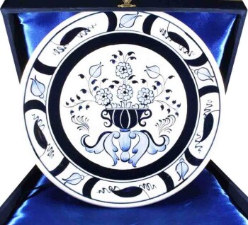 Yeni İş Hediyesi Bleu Blanc 30cm İznik Çini Tabak - Çini Evi