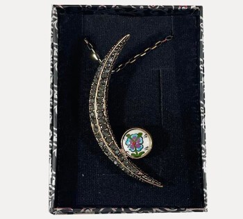 Yonca Motif Bronz İznik Çini Kolye - Çini Evi (1)