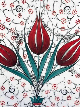 Yükselme Geschenk 3 Tulpen, 30cm Iznik Çini Teller - Çini Evi (1)