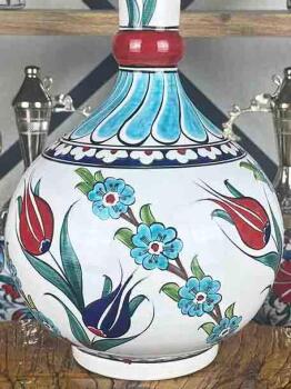 Zarif Laleler – İznik Çini Vazo - Çini Evi (1)