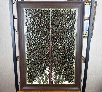 Zeytin Ağacı Motifli İznik Çini Pano - Çini Evi