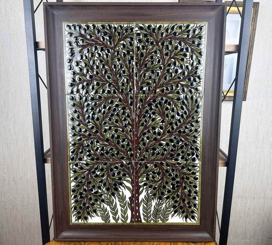 Zeytin Ağacı Motifli İznik Çini Pano - 1
