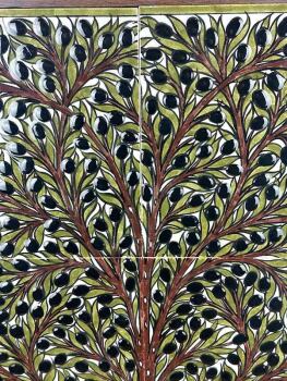 Zeytin Ağacı Motifli İznik Çini Pano - 2