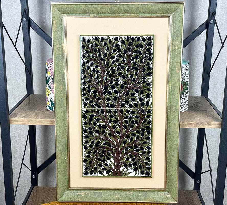 Zeytin Ağacı Motifli İznik Çini Pano - 1