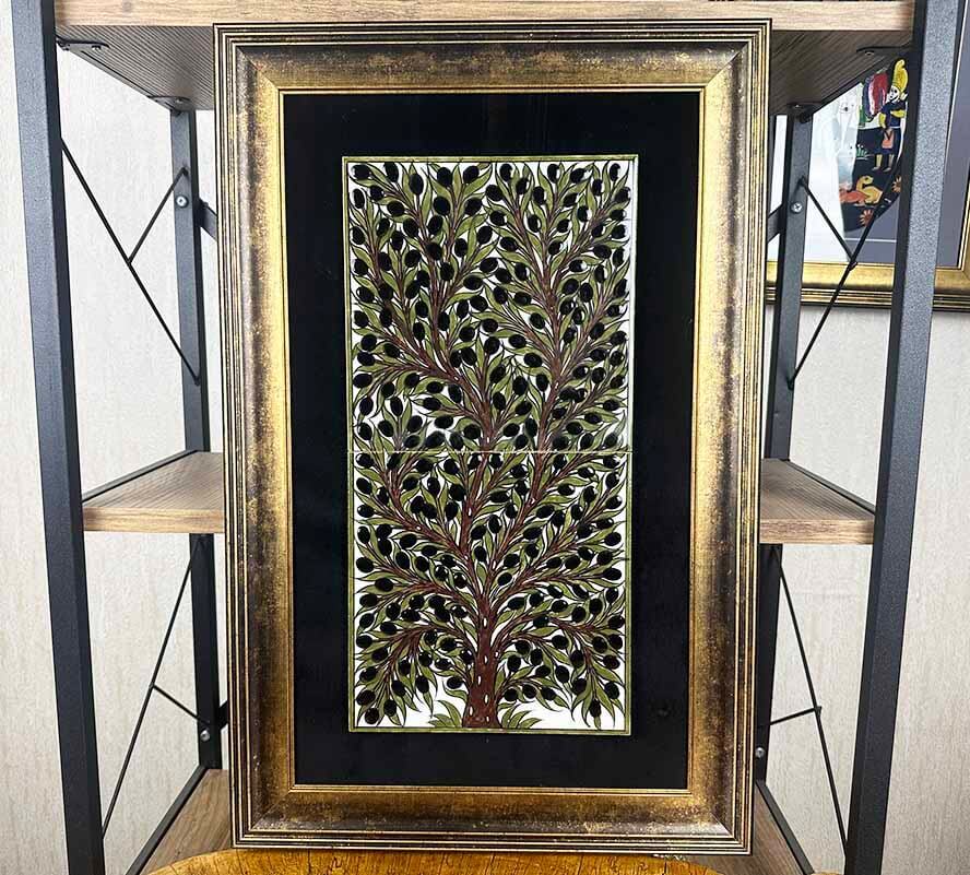 Zeytin Ağacı Motifli İznik Çini Pano - 1