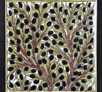 Zeytin Ağacı Motifli İznik Çini Pano - 2