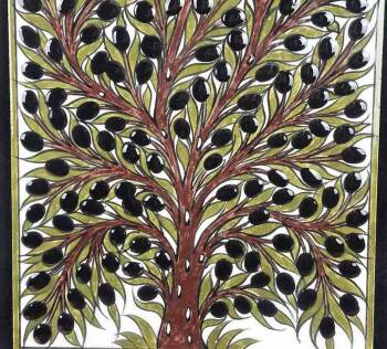 Zeytin Ağacı Motifli İznik Çini Pano - 3