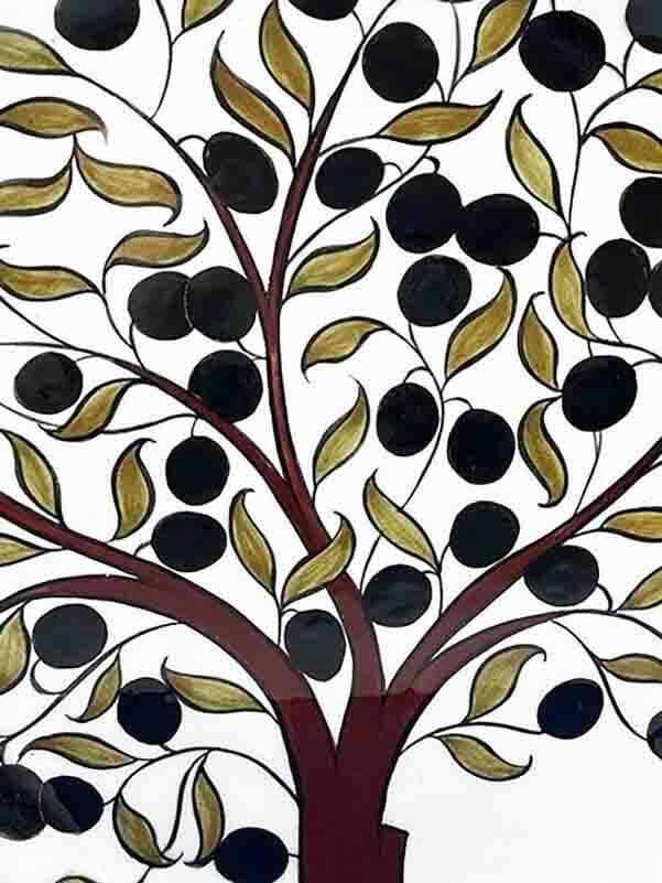 Zeytin Ağacı Motifli İznik Çini Tabak - 2