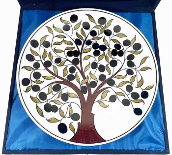 Zeytin Ağacı Motifli İznik Çini Tabak - 3