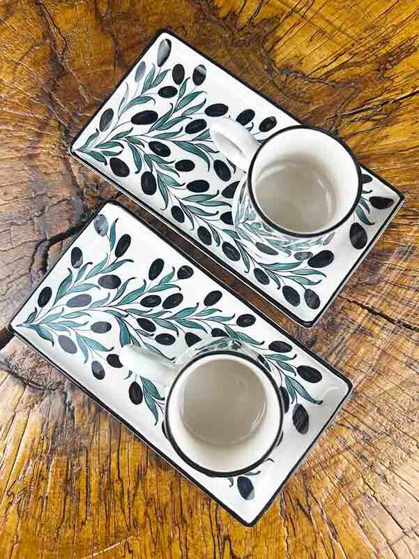 Zeytin Dalı Desenli Çini Kahve Sunum Seti – Kurumsal Tasarım - 3