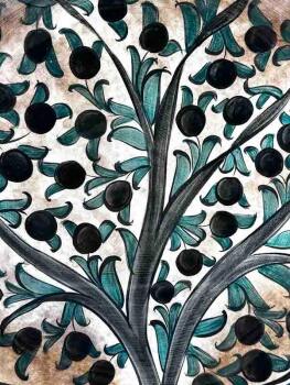 Zeytin Dalı Motifli İznik Çini Tabak - Çini Evi (1)