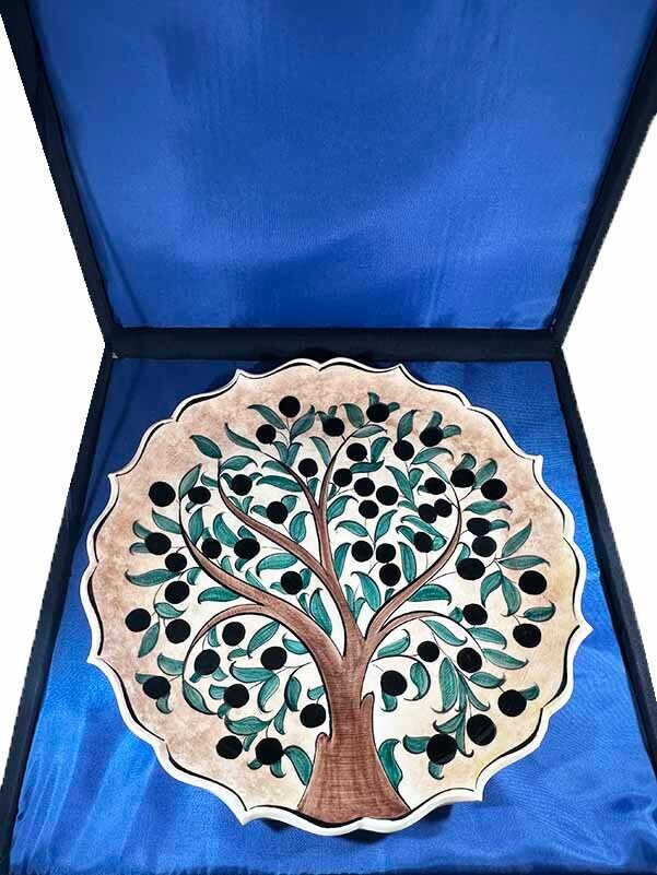Zeytinbaum-Motiv Iznik Çini Teller - 3